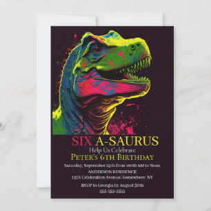 Invitación ¡Fiesta de cumpleaños de Dino T-Rex-tastic!