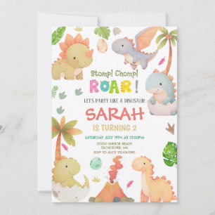 Invitación Fiesta de cumpleaños de Dinosaur