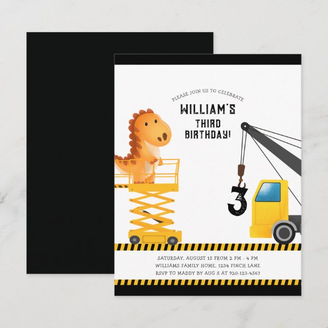 Invitación Fiesta de cumpleaños de Dinosaur (Anverso / Reverso)