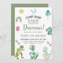 Invitación Fiesta de cumpleaños de Dinosaur