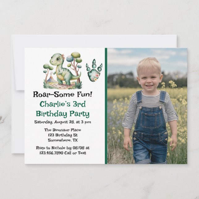 Invitación Fiesta de cumpleaños de Dinosaur Adventure Boy (Anverso)