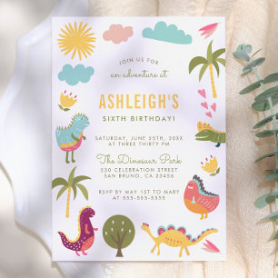 Invitación Fiesta de cumpleaños de Dinosaur   Cumpleaños de u