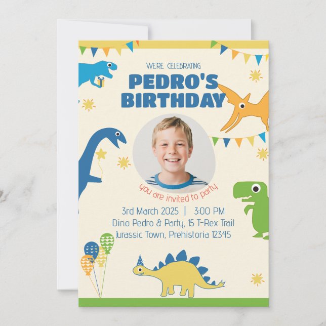 Invitación Fiesta de cumpleaños de Dinosaur Foto (Anverso)