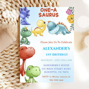 Invitación Fiesta de cumpleaños de Dinosaur One-A-Saurus