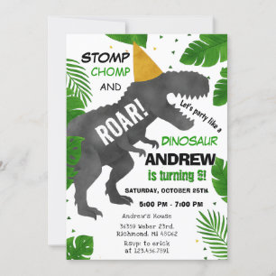 Invitación fiesta de cumpleaños de Dinosaur personalizado