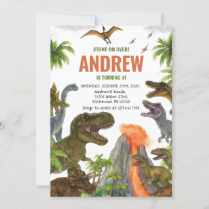 Invitación Fiesta de cumpleaños de Dinosaur personalizado