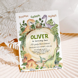 Invitación Fiesta de cumpleaños de Dinosaur | Stomp Chomp Roa
