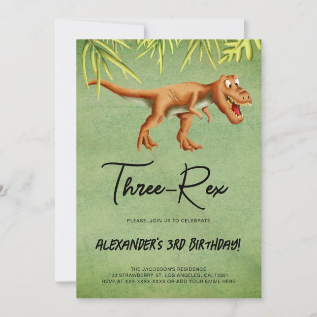 Invitación Fiesta de cumpleaños de Dinosaur T Rex (Anverso)