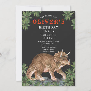 Invitación Fiesta de cumpleaños de Dinosaur Triceratops Kid