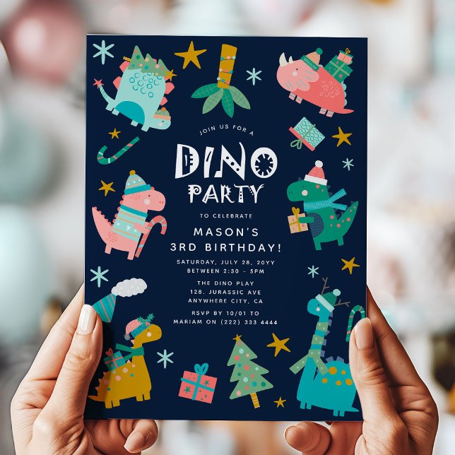 Invitación Fiesta de Cumpleaños de Dinosauriados de Navidad d (Subido por el creador)