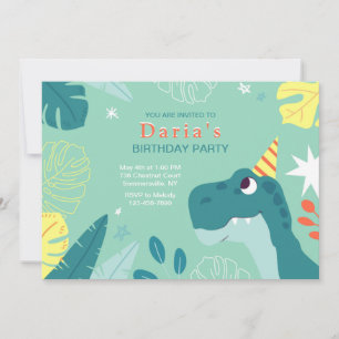 Invitación Fiesta de Cumpleaños de Dinosaurio