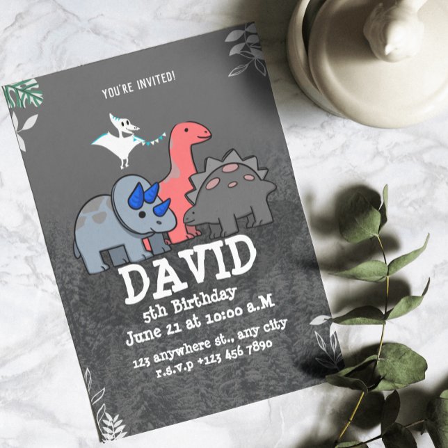 Invitación Fiesta de cumpleaños de dinosaurio (Dinosaur Birthday Party Invitation)