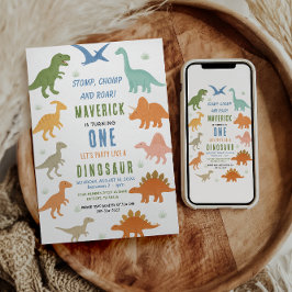 Invitación Fiesta de cumpleaños de dinosaurio 1er aniversario