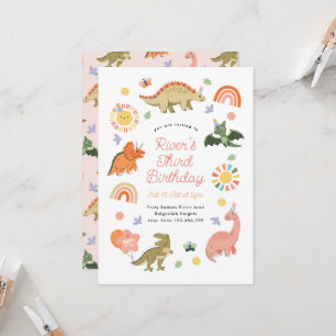 Invitación Fiesta de Cumpleaños de Dinosaurio Adorable