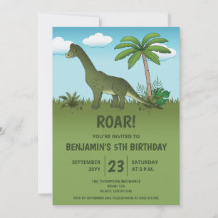 Invitación Fiesta de cumpleaños de dinosaurio Brachiosaurus l