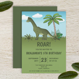 Invitación Fiesta de Cumpleaños de Dinosaurio Braquiosaurio L