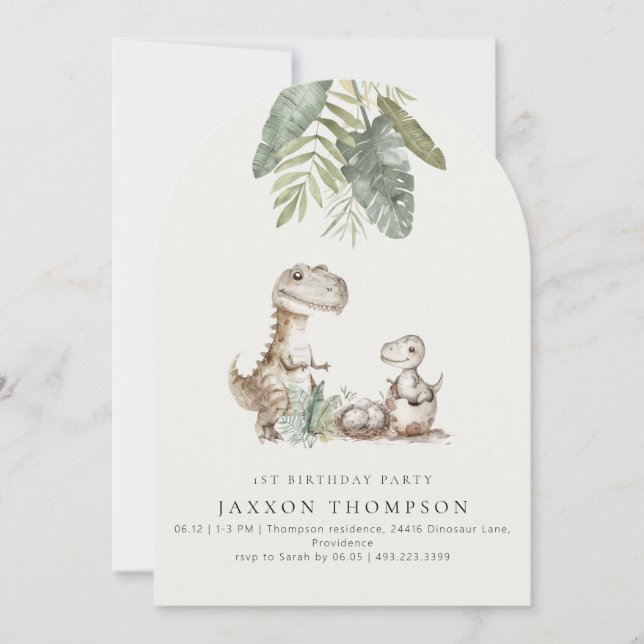 Invitación Fiesta de cumpleaños de dinosaurio lindo para cual (Anverso)