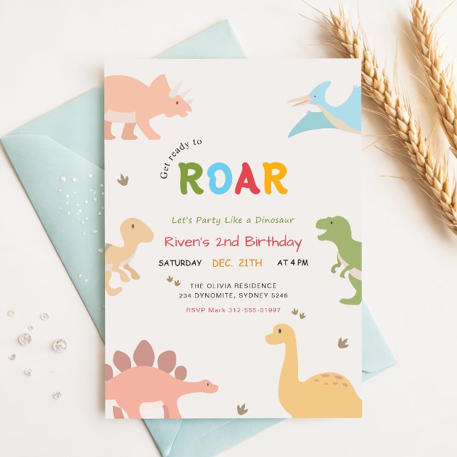 Invitación Fiesta de Cumpleaños de Dinosaurio Niño Niña 2º Cu (Subido por el creador)