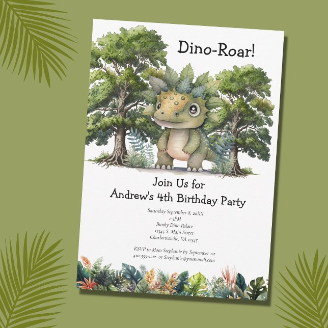 Invitación Fiesta de cumpleaños de dinosaurio para niños 4 añ (Subido por el creador)