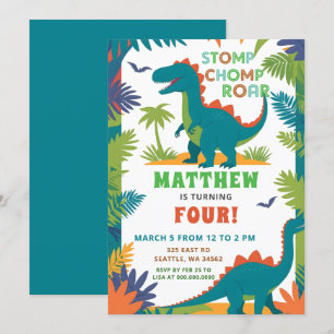 Invitación Fiesta de Cumpleaños de Dinosaurios