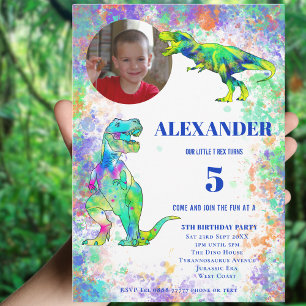 Invitación Fiesta de Cumpleaños de Dinosaurios Coloridos