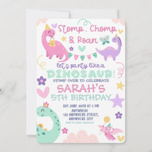 Invitación Fiesta de Cumpleaños de Dinosaurios con Patadas, M