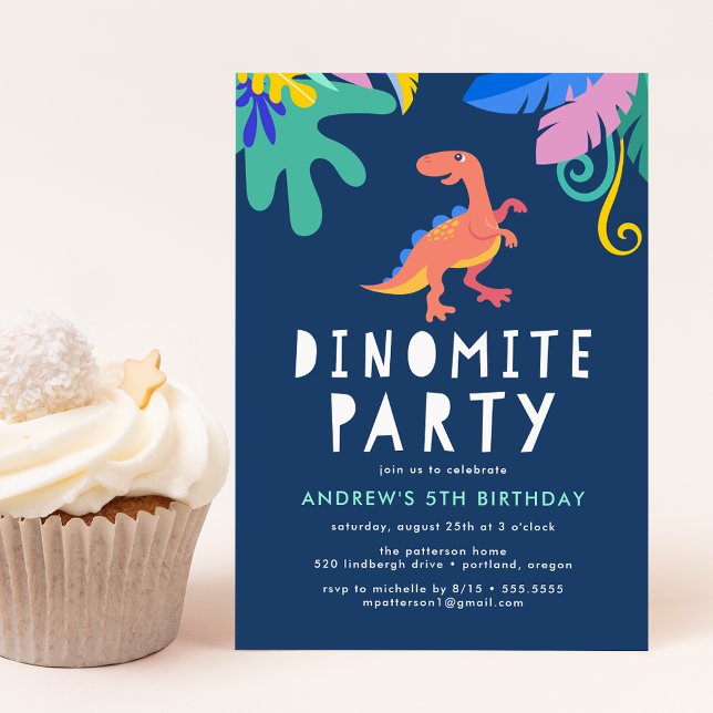 Invitación Fiesta de cumpleaños de dinosaurios Dinomite (Subido por el creador)