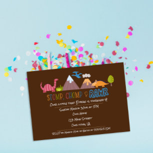 Invitación Fiesta de cumpleaños de dinosaurios divertidos par