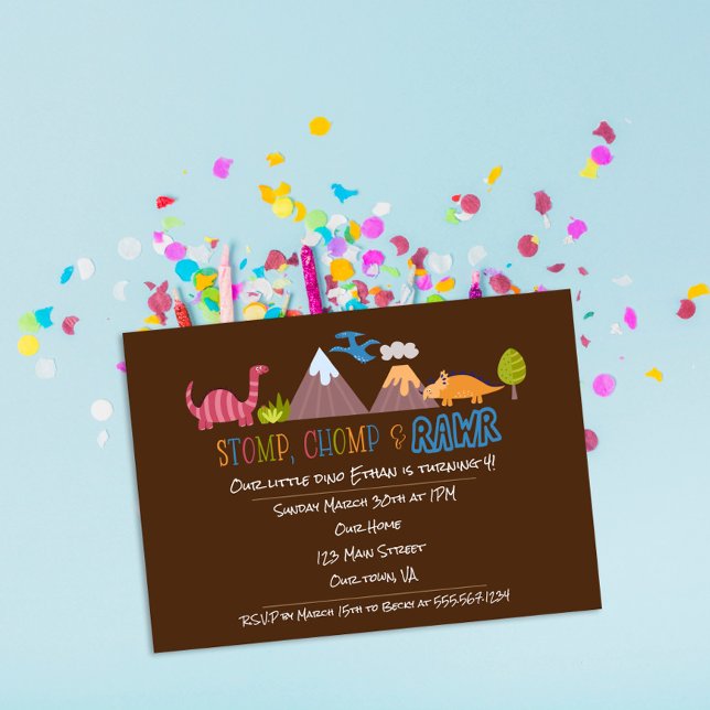 Invitación Fiesta de cumpleaños de dinosaurios divertidos par (Subido por el creador)