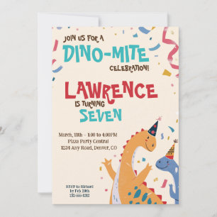 Invitación Fiesta de cumpleaños de dinosaurios festivos Dino-