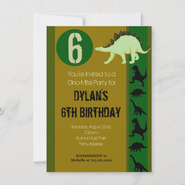 Invitación Fiesta de cumpleaños de dinosaurios invitan a los  (Anverso)