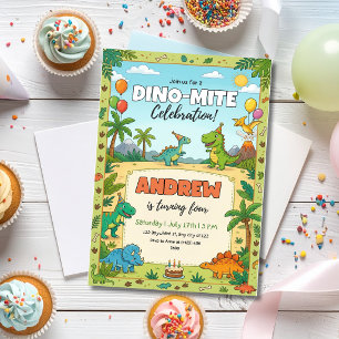 Invitación Fiesta de Cumpleaños de Dinosaurios Niños Dino Cum