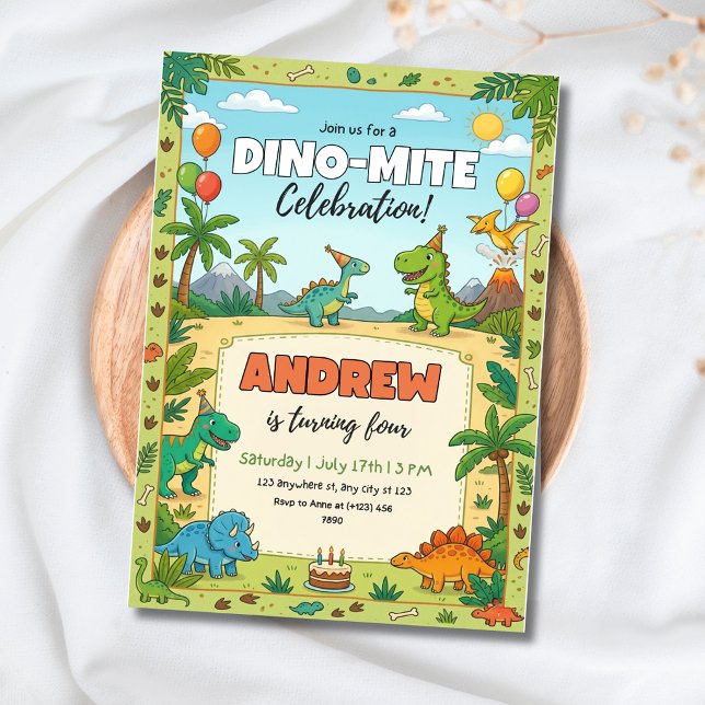 Invitación Fiesta de Cumpleaños de Dinosaurios Niños Dino Tem (Subido por el creador)