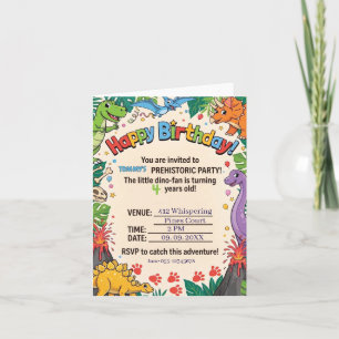 Invitación Fiesta de cumpleaños de dinosaurios prehistóricos 