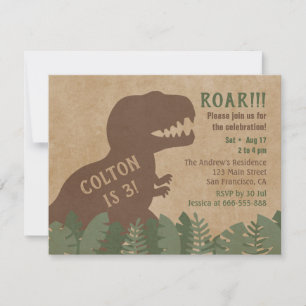 Invitación Fiesta de cumpleaños de dinosaurios Tyrannosaur Re