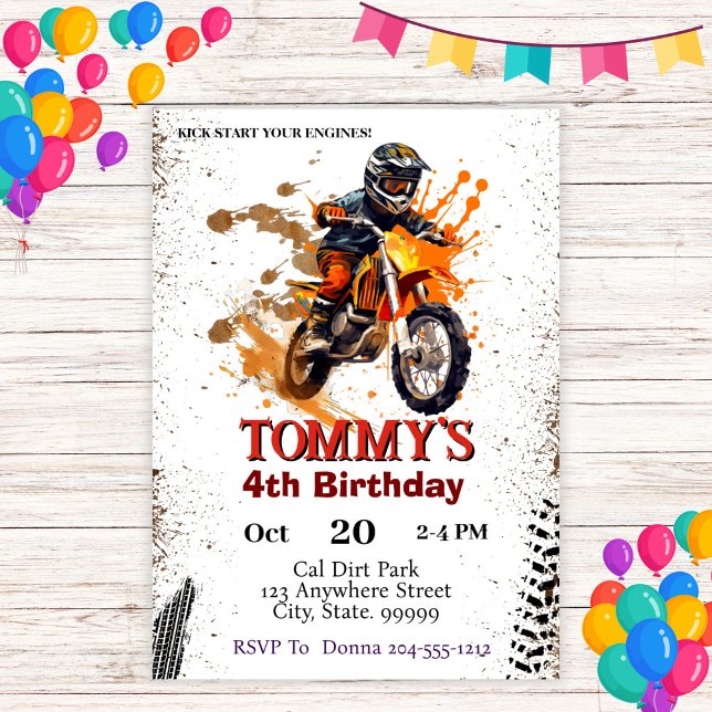 Invitación Fiesta de cumpleaños de Dirt Bike (Subido por el creador)