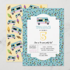 Invitación Fiesta de cumpleaños de diseño de camión de helado