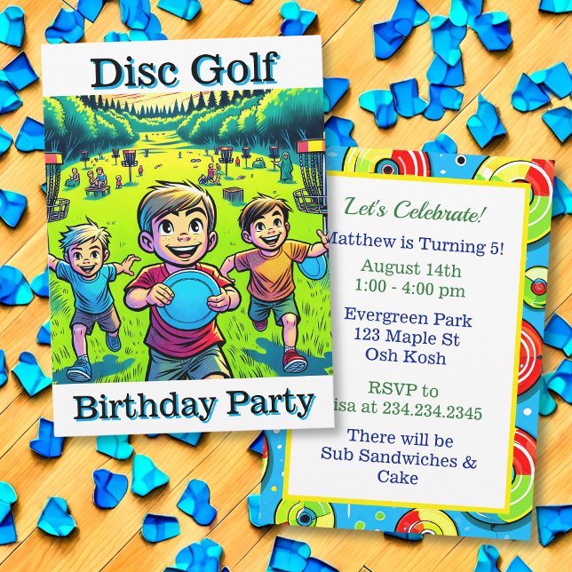 Invitación Fiesta de cumpleaños de Disk Golf Boy (Subido por el creador)