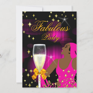 Invitación Fiesta de Cumpleaños de Diva con Brillo Rosa Calie