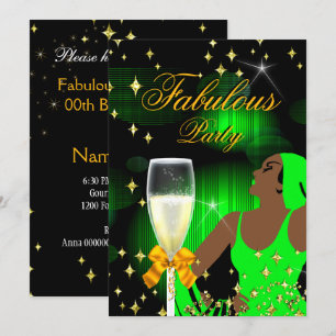 Invitación Fiesta de Cumpleaños de Diva con Brillo Verde Lima