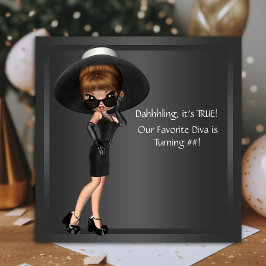 Invitación Fiesta de cumpleaños de diva linda de mujer