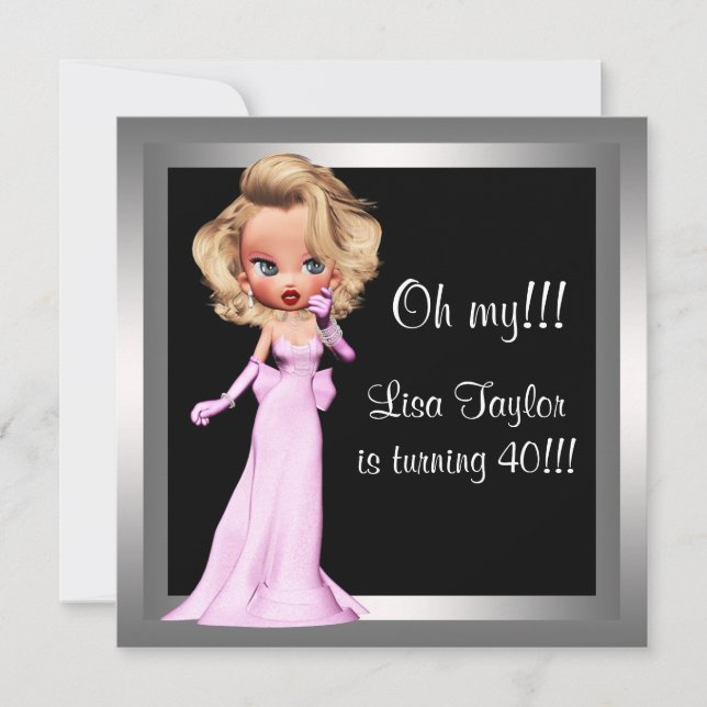 Invitación Fiesta de cumpleaños de Diva Mujer (Anverso)