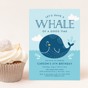 Invitación Fiesta de Cumpleaños de Diversión con Ballenas