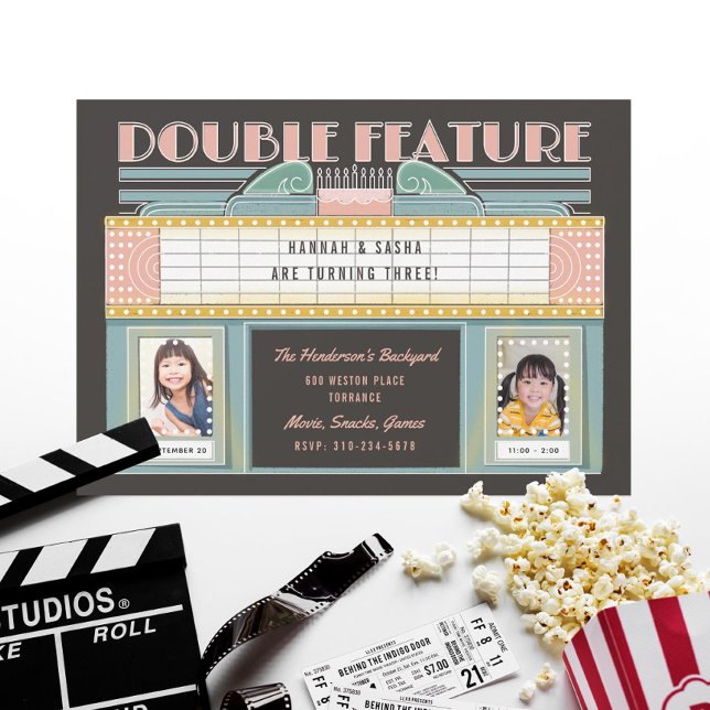 Invitación Fiesta de cumpleaños de doble función de película  (Subido por el creador)