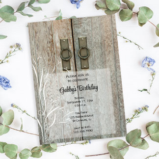 Invitación Fiesta de cumpleaños de doble puerta de granero