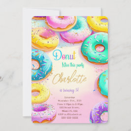 Invitación Fiesta de cumpleaños de Donut Azul y Verde