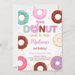 Invitación Fiesta de cumpleaños de Donut Editable