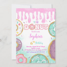 Invitación Fiesta de cumpleaños de Donut Verde editable
