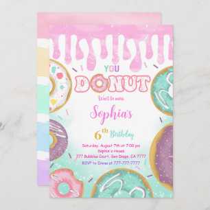 Invitación Fiesta de cumpleaños de Donut Verde editable