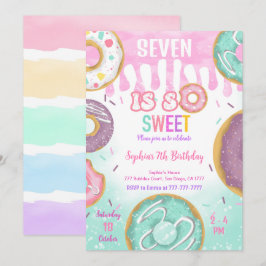 Invitación Fiesta de cumpleaños de Donut Verde y Morado
